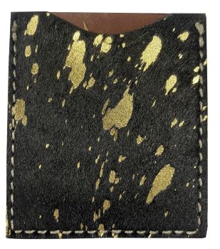 Stick On Black and Gold Acid Wash Hair on Cowhide Cell Phone Card Wallet